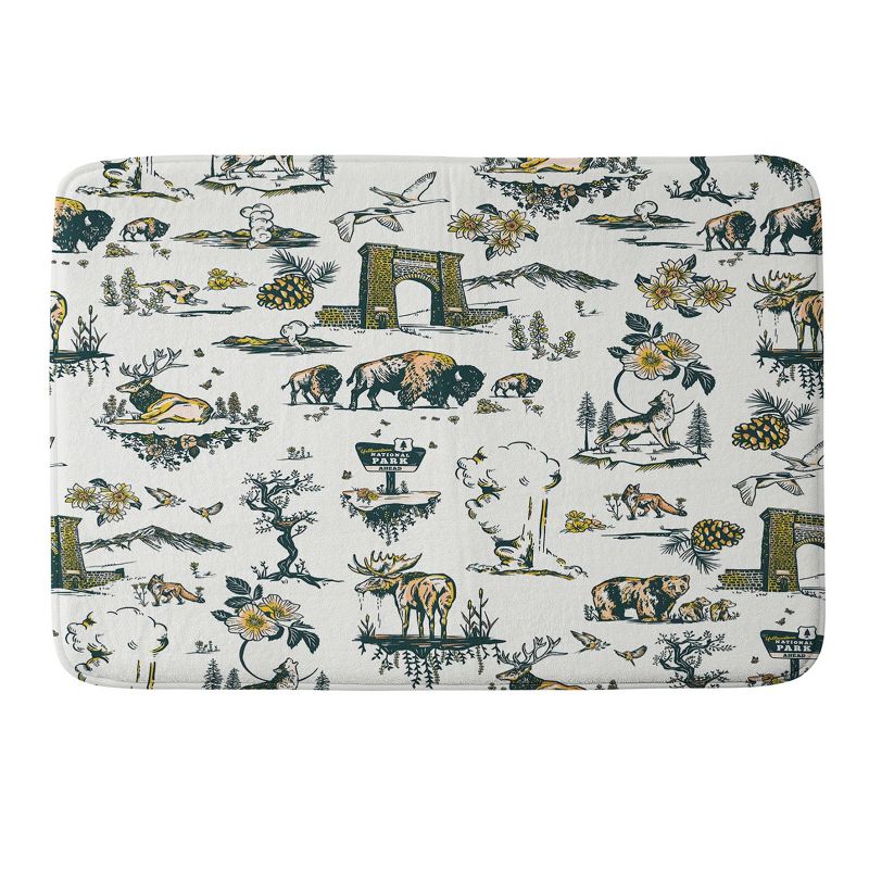 34&#34;x21&#34; The Whiskey Ginger Yellowstone National Park Travel Pattern Memory Foam Bath Mat Blue - Deny Designs, 1 of 5
