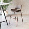 Faux-Leather Barstool 39" H Brown Walnut Finish with Steel Legs by Zuo Modern (Set of 2) - 2 of 4