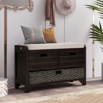 Assembled Storage Bench with Cushion, Multi-functional Storage Bench,Shoe Bench for Entryway, Mudroom, Hallway, and Bedroom-Maison Boucle