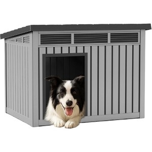 FONTOI Dog House for Indoor Outdoor with Weatherproof Roof Removable Floors for Medium Dogs Interior Space Home, Gray, 32.2"*25.12"*24.13" - 1 of 4