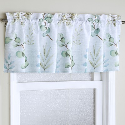 Lakeside Botanical Leaves and floral Accents Window Valance with Rod Pocket