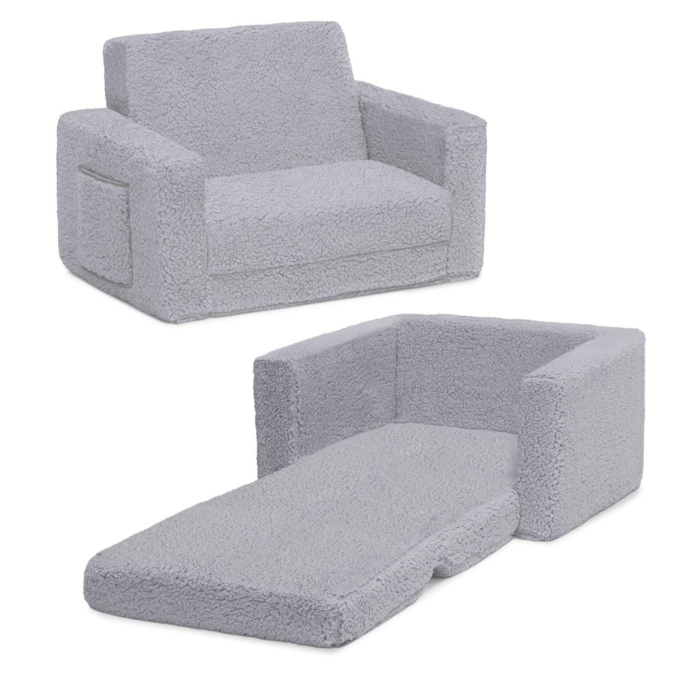 Delta Children Kids&#39; Cozee Flip-Out Faux Shearling 2-in-1 Convertible Chair - Gray