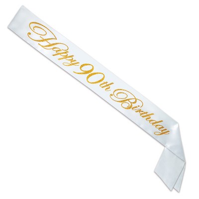 Beistle Gltrd Happy  90th  Birthday Satin Sash, 33" x 4", (2/Pkg) Multicolored
