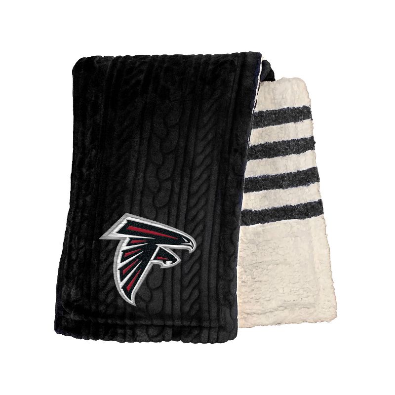 NFL Atlanta Falcons Embossed Logo Faux Shearling Stripe Blanket, 2 of 4