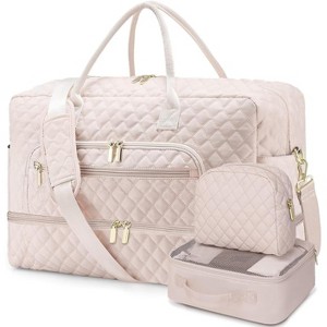 Large Travel Duffel Bag with Shoe Compartment, 3PCS Set for Women, Carry On Overnight, Gym, and Hospital Bag - 1 of 4