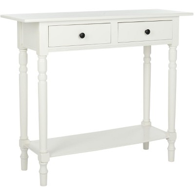 Transitional White Wood 2-Drawer Rectangular Console Table