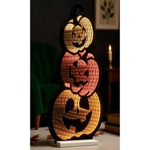 LED Jack-o-Lantern Ekkolight Triple Stack 23 Inch Height Spooky Decor By Melrose - 1 of 3