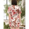 ADR Womens Satin Pajamas Set, Silk like Short Sleeve Top and Shorts with Pockets - 3 of 4