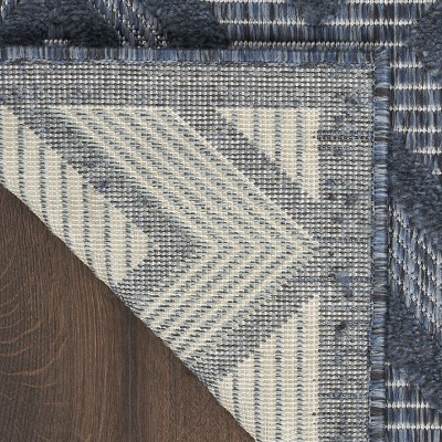 Modern Navy Diamond 7' x 10' Easy-Care Outdoor Rug