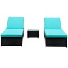 Resenkos Chaise Lounge Chair Set, Outdoor Sectional Furniture, PE Rattan Base, Polyester Fabric, Dark Brown and Turquoise - 2 of 4