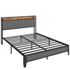 DOMETOUR Full Size Bed Frame Metal Bed Frame with Charging Headboard Light Grey - 3 of 4