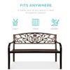 Best Choice Products Outdoor Steel Bench Garden Patio Porch Furniture w/ Floral Design Backrest - 3 of 4