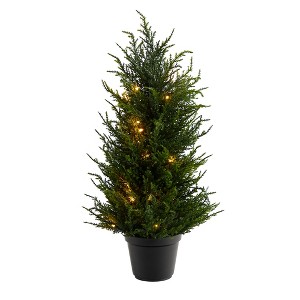 Nearly Natural 18-in Cedar Artificial Tree with LED Lights UV Resistant (Indoor/Outdoor) - 1 of 4