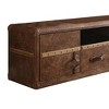 Aberdeen Top Grain Leather TV Stand for TVs up to 80": Media Storage, No Assembly - Acme Furniture - 4 of 4