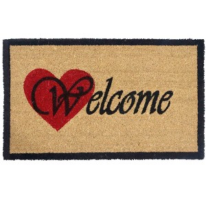 Gardenised Heavy Duty Coco Coir Doormat with Non Slip PVC Baking Embossed Welcome Design Coconut Fiber Floor Mat 18x30" - 1 of 4
