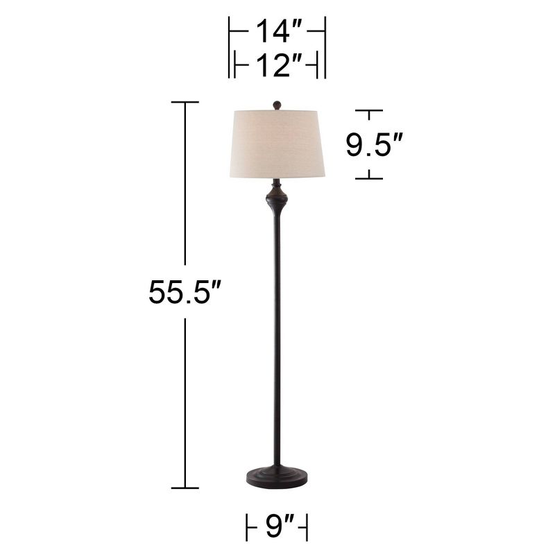 Barnes and Ivy Traditional Table Floor Lamps Set of 3 Dark Bronze Oatmeal Drum Shade for Living Room Family Bedroom Bed-side End Table Nightstand, 5 of 11