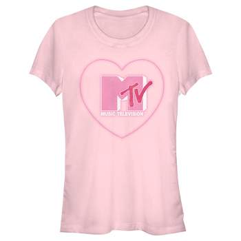 Juniors Womens MTV Valentine's Day Neon Heart Logo T-Shirt