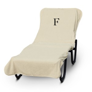 BC BARE COTTON Luxury Hotel & Spa Monogrammed Pool Chaise Lounge Cover, Standard Size 90 X 29 Inches - Beige - Black Block - 1 of 1