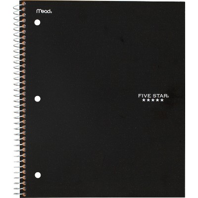 Five Star Wirebound Notebook College Rule 11 x 8 1/2 100 Sheets Black 72057