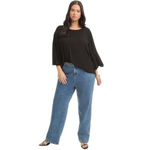 June + Vie by Roaman's Women's Plus Size June Fit High-Rise Straight-Leg Stretch Jeans - 1 of 4
