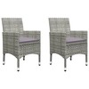 vidaXL Bistro Set Grey Poly Rattan and Tempered Glass Small Foldable - 3 of 4