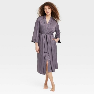 Women's Luxury Collection Shadow Striped Long Satin Robe - Auden™