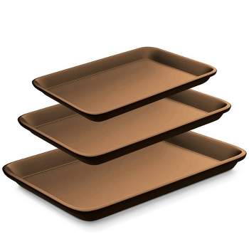 NutriChef Nonstick Cookie Sheet Baking Pan - 3pc Metal Oven Baking Tray, Professional Quality Kitchen Cooking Non-Stick Bake Trays