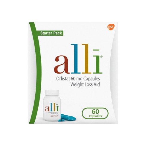 Alli Orlistat 60mg Weight Loss Aid Starter Kit Capsules - 60ct