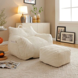 Bean Bag Chair Modern with Footstool and Armrests for Living Room Lounge 27.5"W-3irtyhousy - 1 of 4