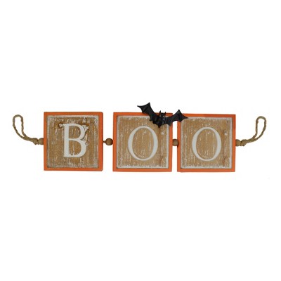 Northlight 27.5" Beige and Orange BOO Halloween Decorative Hanging Banner