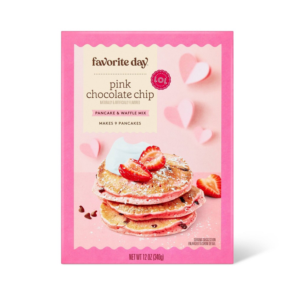 Valentine's Pink Chocolate Chip Pancake Mix - 12oz - Favorite Day™ BEST BY 11/01/2025