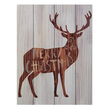 Northlight 11.75" Brown Reindeer "Merry Christmas" Lighted Wall Plaque