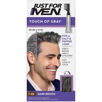 Just For Men Touch of Gray Gray Hair Coloring for Men's with Comb Applicator Great for a Salt and Pepper Look  DarkBrown T45