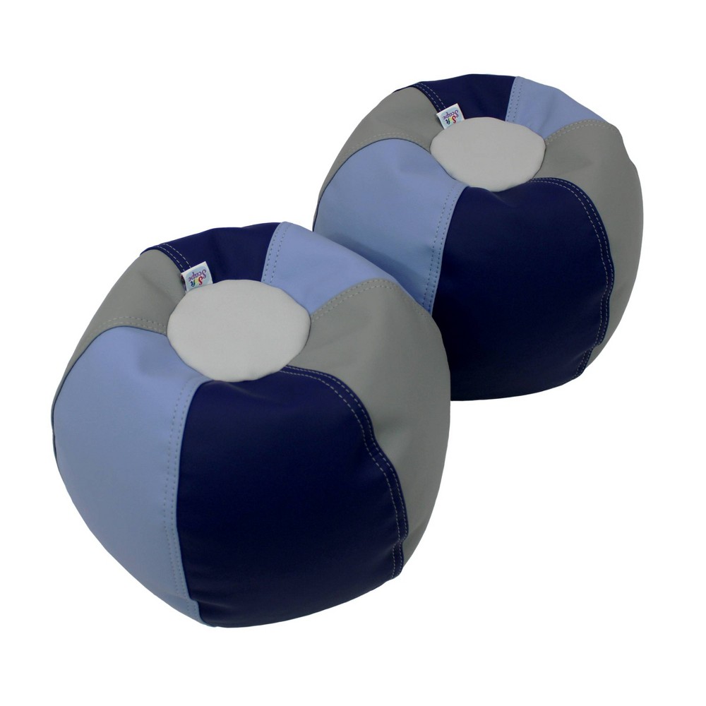 Photos - Bean Bag Factory Direct Partners 2pk 10" SoftScape Kids'  Puffs Navy/Powder Blue: Kids Seating, Indoor Upholstered Chairs