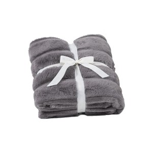 Itopfox Cozy Bliss Faux Fur Throw Blanket for Couch, Ultra Soft Plush Winter Blanket for Sofa Bedroom Living Room, Grey - 1 of 4