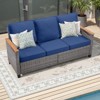 Outdoor Wicker Patio Seating Set All Weather PE Rattan Conversation Set with Cushion - 2 of 4