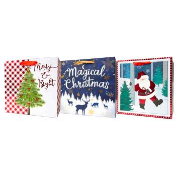 Lindy Bowman Pack of 3 Assorted Medium Christmas Gift Bags with Handle