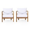 XIYUYEU Patio Club Accent Chair, Outdoor Acacia Wood Arm Chair with Waterproof Thick Cushion, for Porch, Garden, Backyard, Cream White,Light Teak - 4 of 4