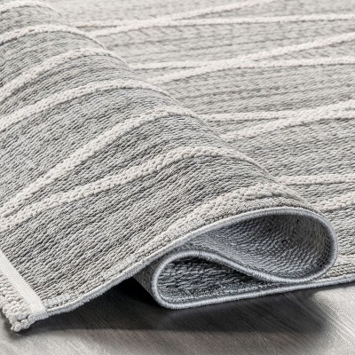 Gray Geometric Patterned Rectangular Area Rug with Tassels, 5'0"x8'0"