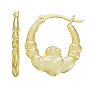 Junior Jewels 14K Gold Over Sterling Silver Claddagh Hoop Earrings - 1 of 2