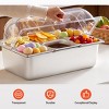 Angel Sar 6-Pan Countertop Food Display, Stainless Steel Serving Tray with Clear Lid & Freezer Boxes, Buffet Condiment Rack for Restaurant, Hotel - 2 of 4