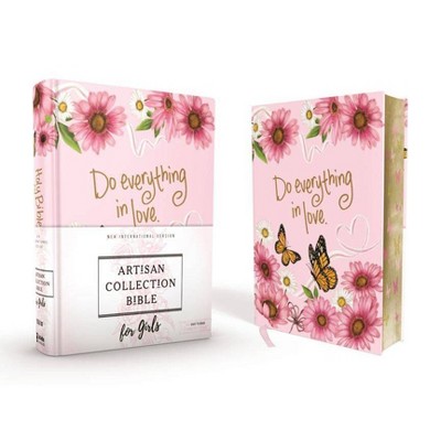 Niv, Artisan Collection Bible for Girls, Cloth Over Board, Pink Daisies, Designed Edges Under Gilding, Red Letter, Comfort Print - by  Zondervan