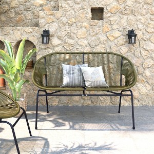 GDFStudio Chardean Outdoor Wicker Wrap Hammock Loveseat with Metal Frame - 1 of 4