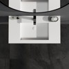 35 x 19 in. Solid Surface Wall Mount or Countertop Bathroom Double Vessel Sink with Faucet Holes in Matte White - 4 of 4