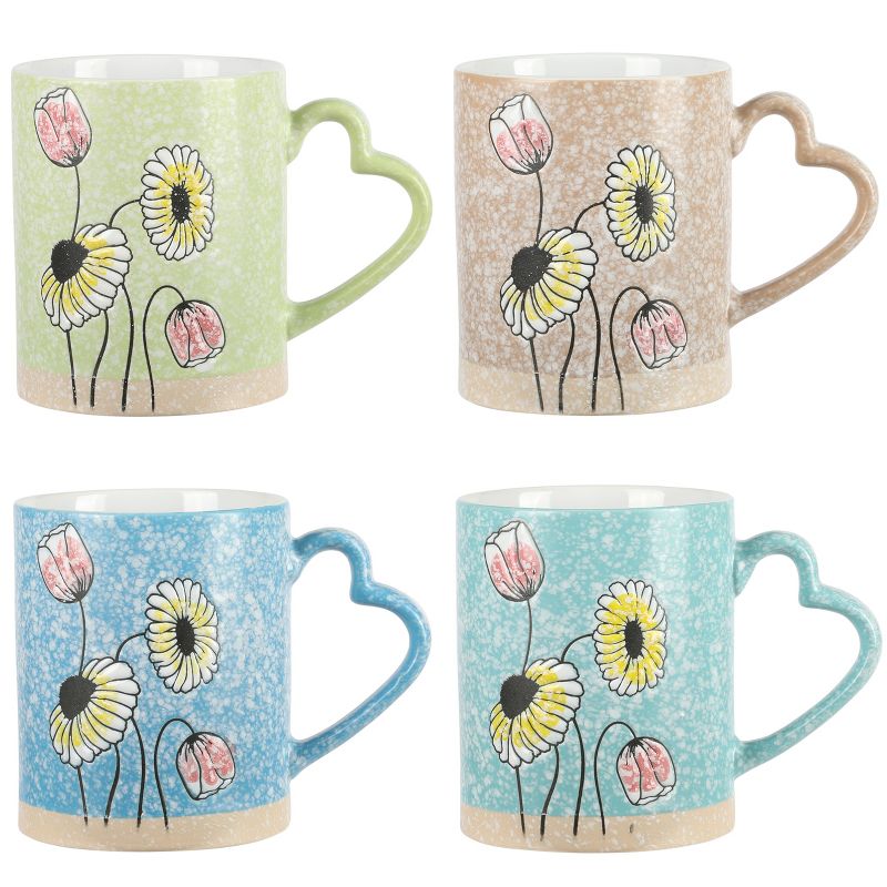 Gibson Sunbloom 4 Piece 15 Ounce Stoneware Mug Set in Assorted Colors, 1 of 12