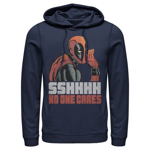 Men's Marvel Deadpool No One Cares Pull Over Hoodie : Target