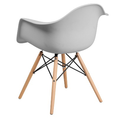 Chic Alonza White Polypropylene Accent Chair with Wooden Legs