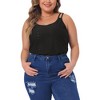Agnes Orinda Women's Plus Size Eyelet Embroidered Sleeveless Scoop Neck Loose Casual Flowy Summer Camisole - 2 of 4