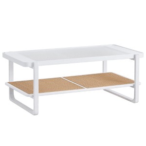 NicBex 2-Tier Tempered Glass Coffee Table Center Dining Table with Open Shelf for Living Room - 1 of 4