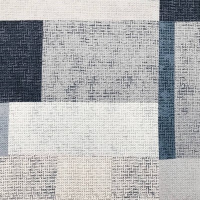 Navy and White Geometric Polyester Sheer Grommet Curtain Panel 40" x 63"